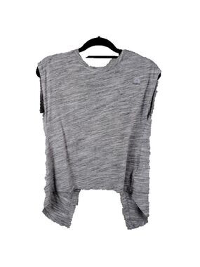 Redbox Gray Marble Round Neckline High Low Hem Cut Out Back Muscle Tee Shirt